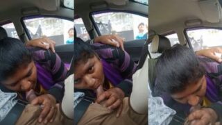 Istri Yang Nakal, Pacar Tamilnya Menghisap Kontol Suaminya Di Dalam Mobil